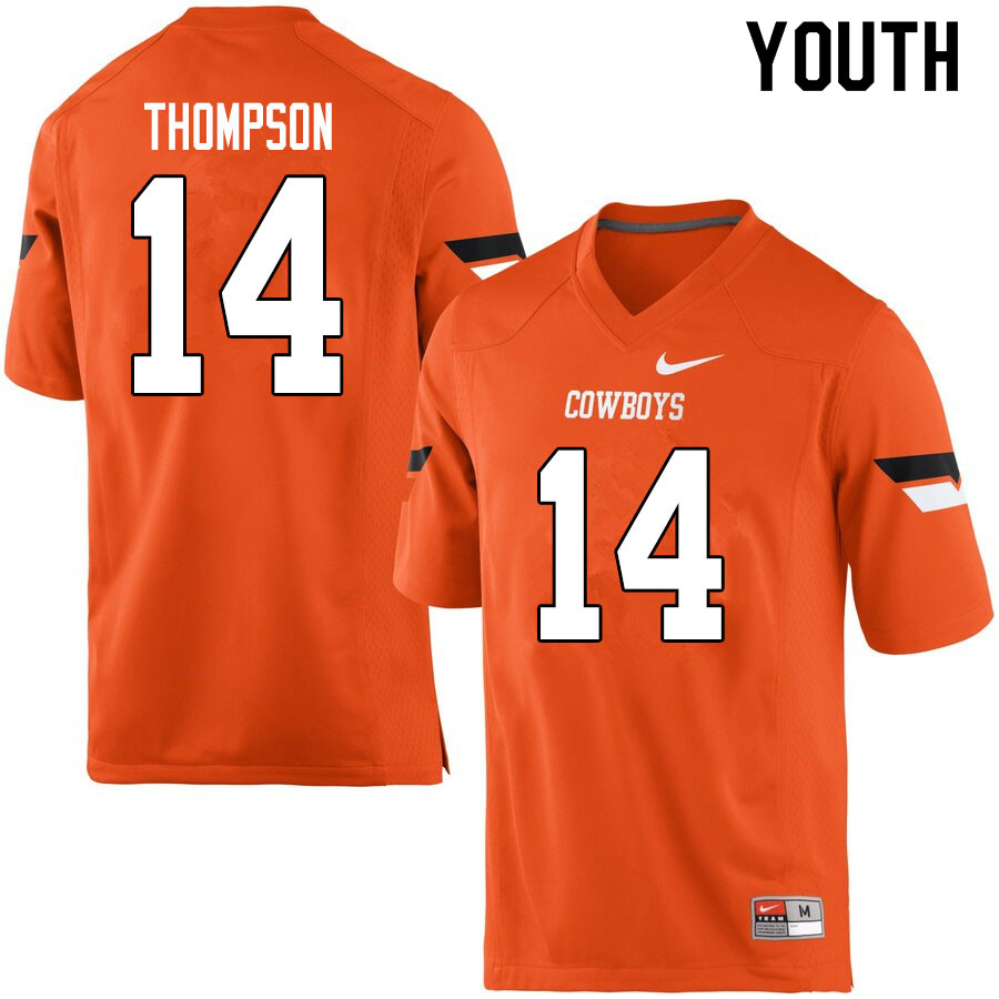Youth #14 Peyton Thompson Oklahoma State Cowboys College Football Jerseys Sale-Orange - Click Image to Close